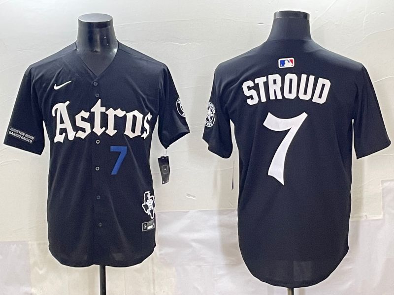 Men 2025 Houston Astros 7 Stroud Black Five generations Joint Name Nike MLB Jersey style 3